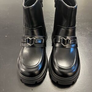 Zara Kids Black Boots with Heart Detail